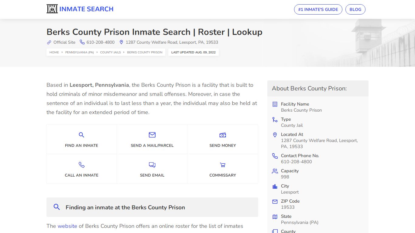 Berks County Prison Inmate Search | Roster | Lookup